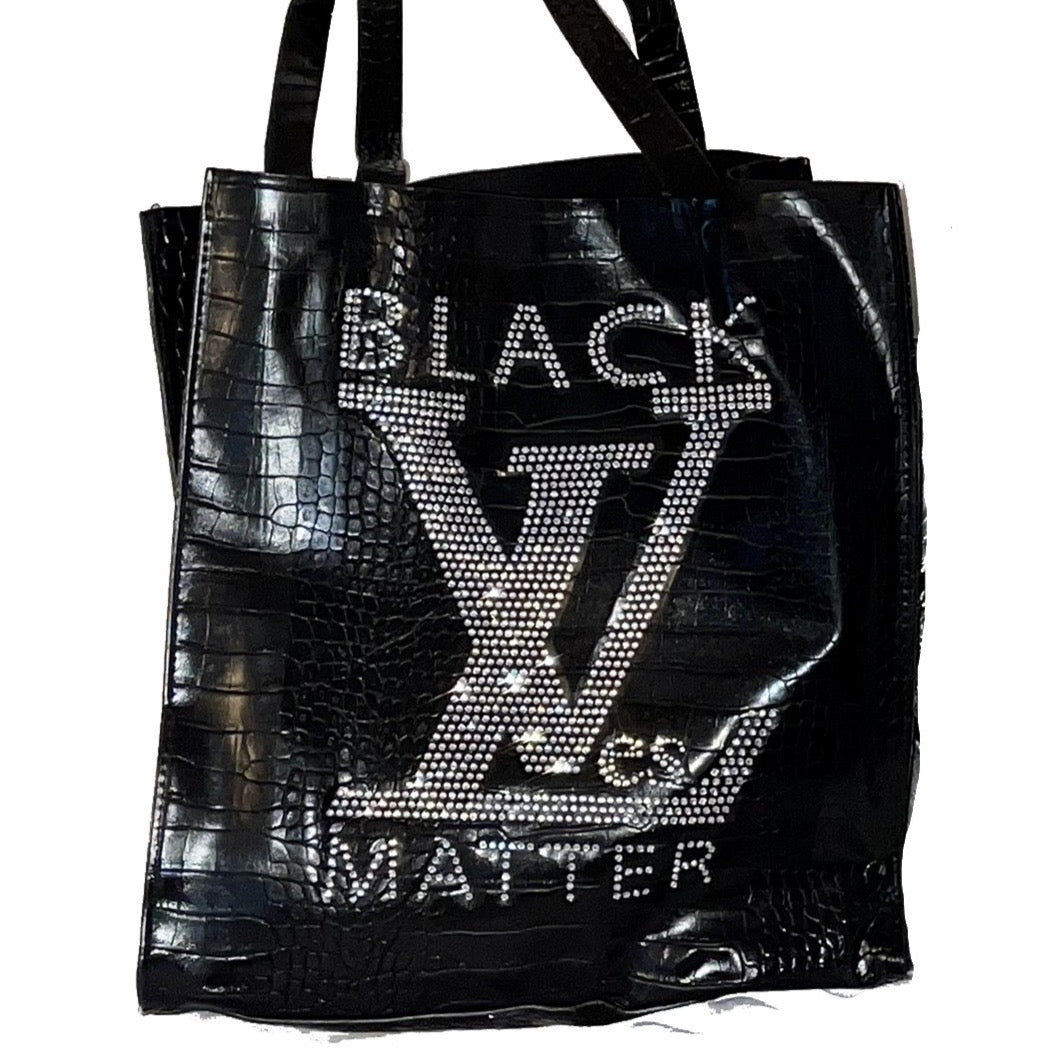 DAZZLING BLM BLACK CROC TOTE BAG - Black Lives Matter